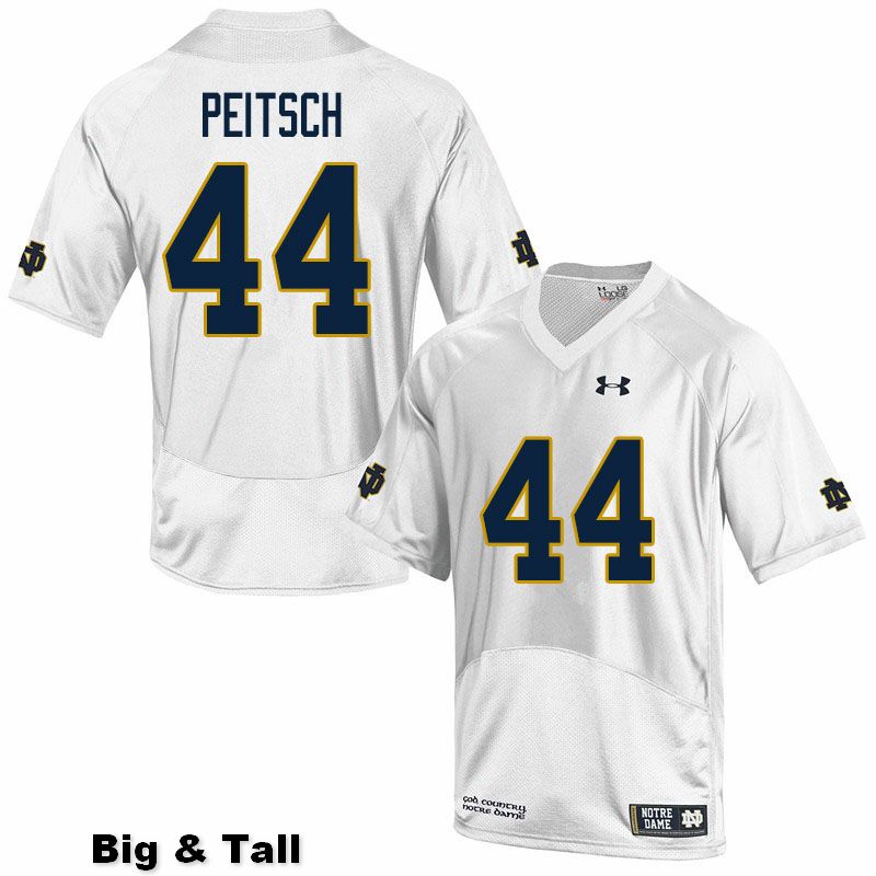 Men's NCAA Notre Dame Fighting Irish #44 Alex Peitsch Stitched College Under Armour Authentic White Big & Tall Football Jersey FJ10U42NK